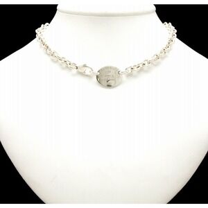 TIFFANY Co to Oval Plate Chain Necklace Pendant Silver